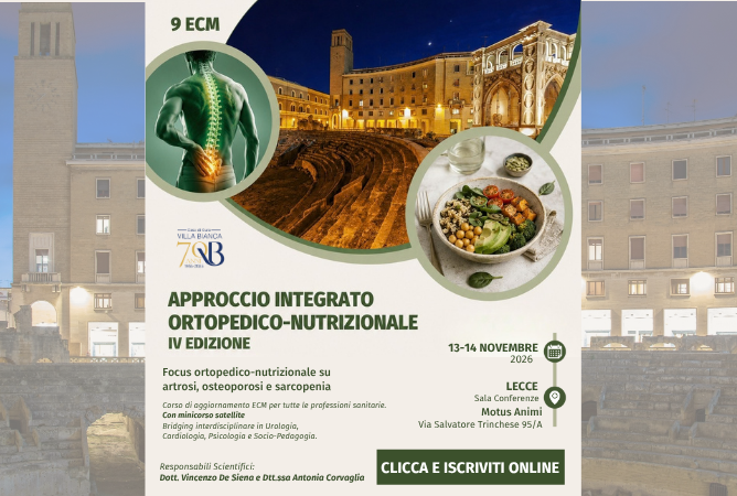 Approccio Integrato Ortopedico-Nutrizionale IV Edizione: Corso ECM Gratuito per tutte le professioni sanitarie