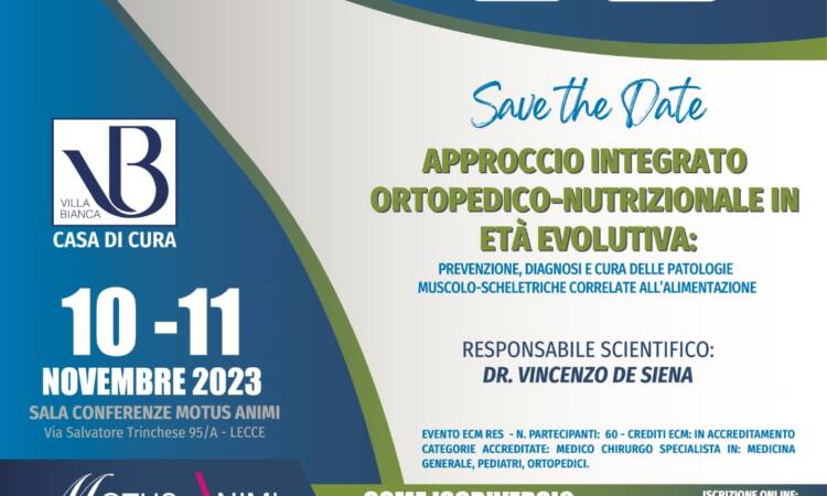 Corso di Formazione ECM: approccio integrato ortopedico-nutrizionale in età evolutiva